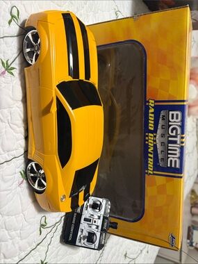 Yellow Remote Control Sports Coupe with Black Stripes